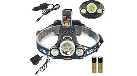 купите Светодиодный налобный фонарь Boruit HL-720 (Cree XML T6 + 2 Q5) 2200 люмен в Екатеринбурге